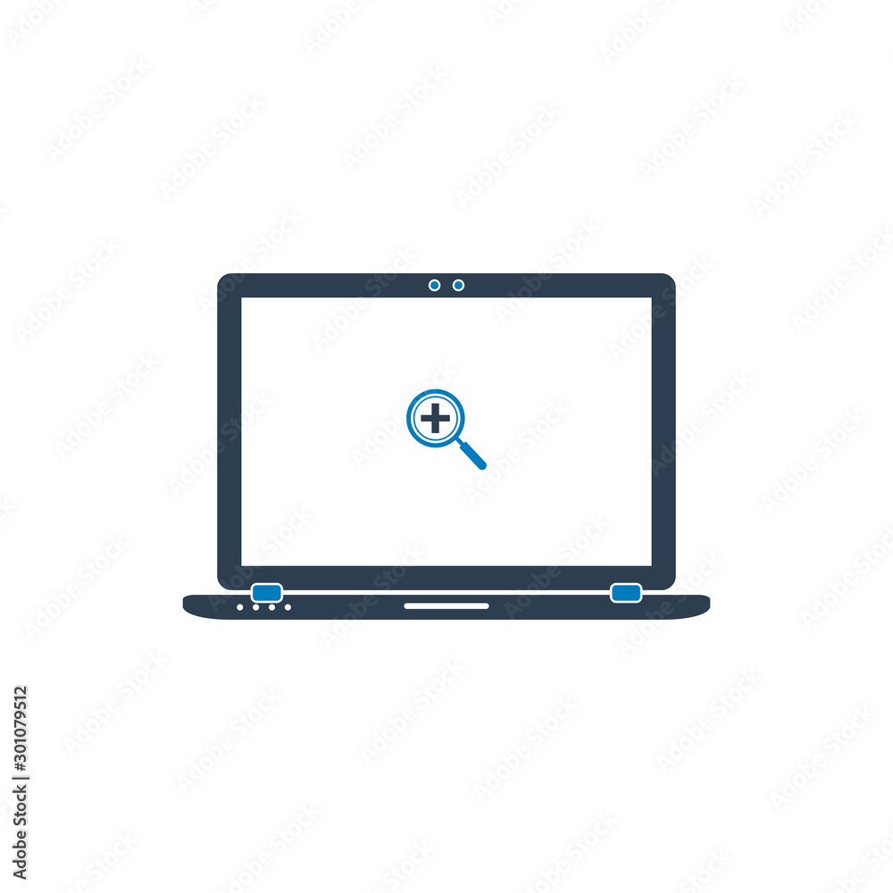 Search in Computer Icon. Flat Style vector EPS. Search in Computer Icon. Flat Style vector EPS.