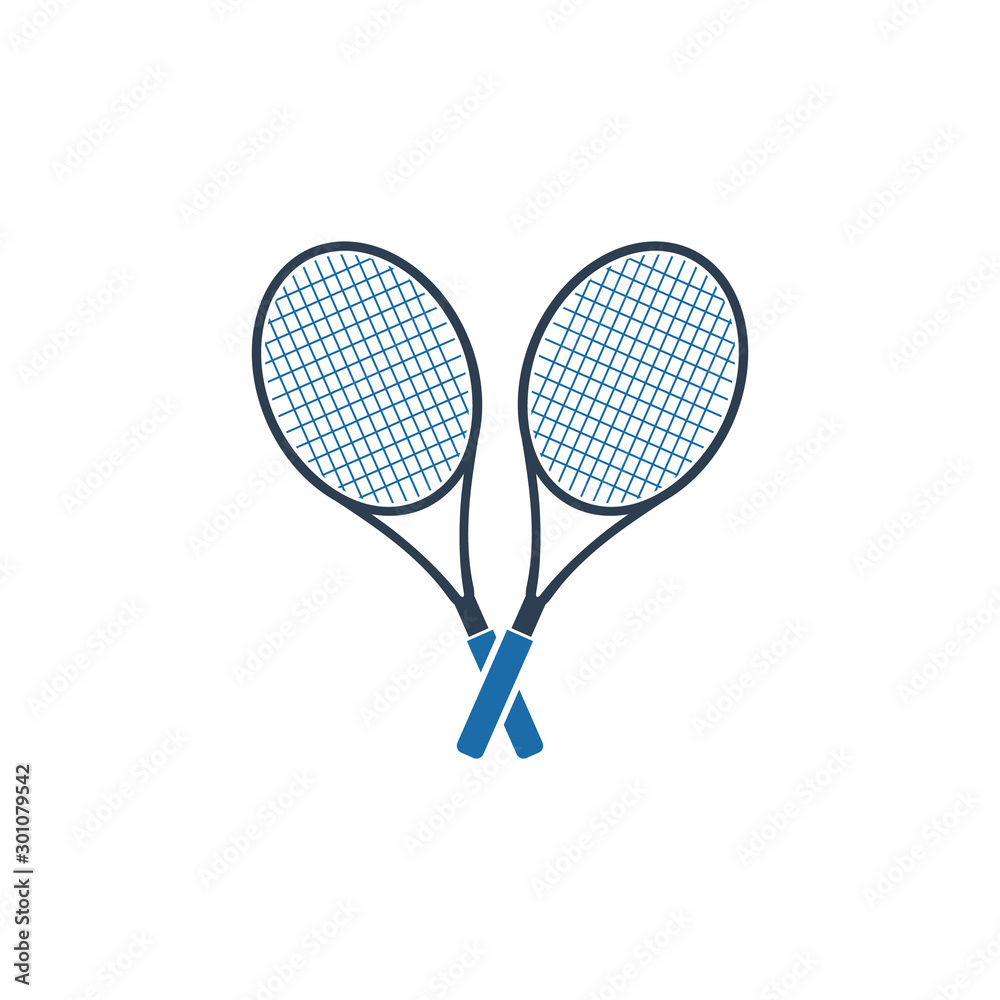 Coupled Tennis Racket Icon. Flat style vector EPS. Coupled Tennis Racket Icon. Flat style vector EPS.