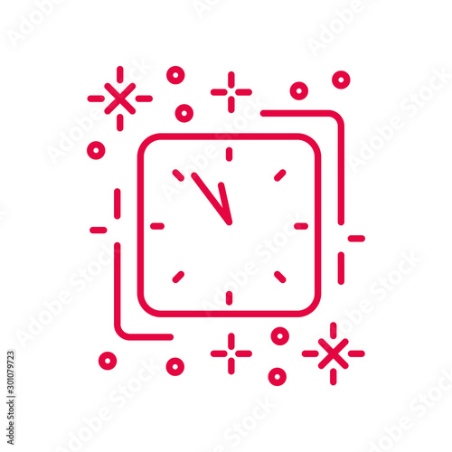 Countdown to new year minimal linear icon in red color