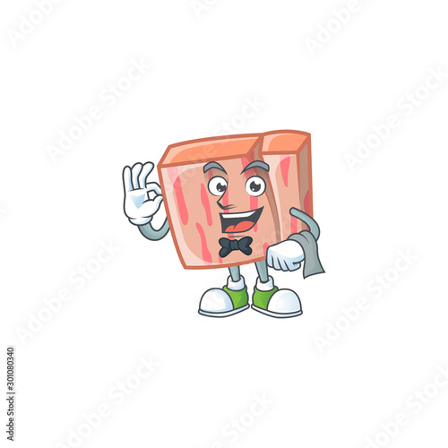 Meat with waiter character on white background