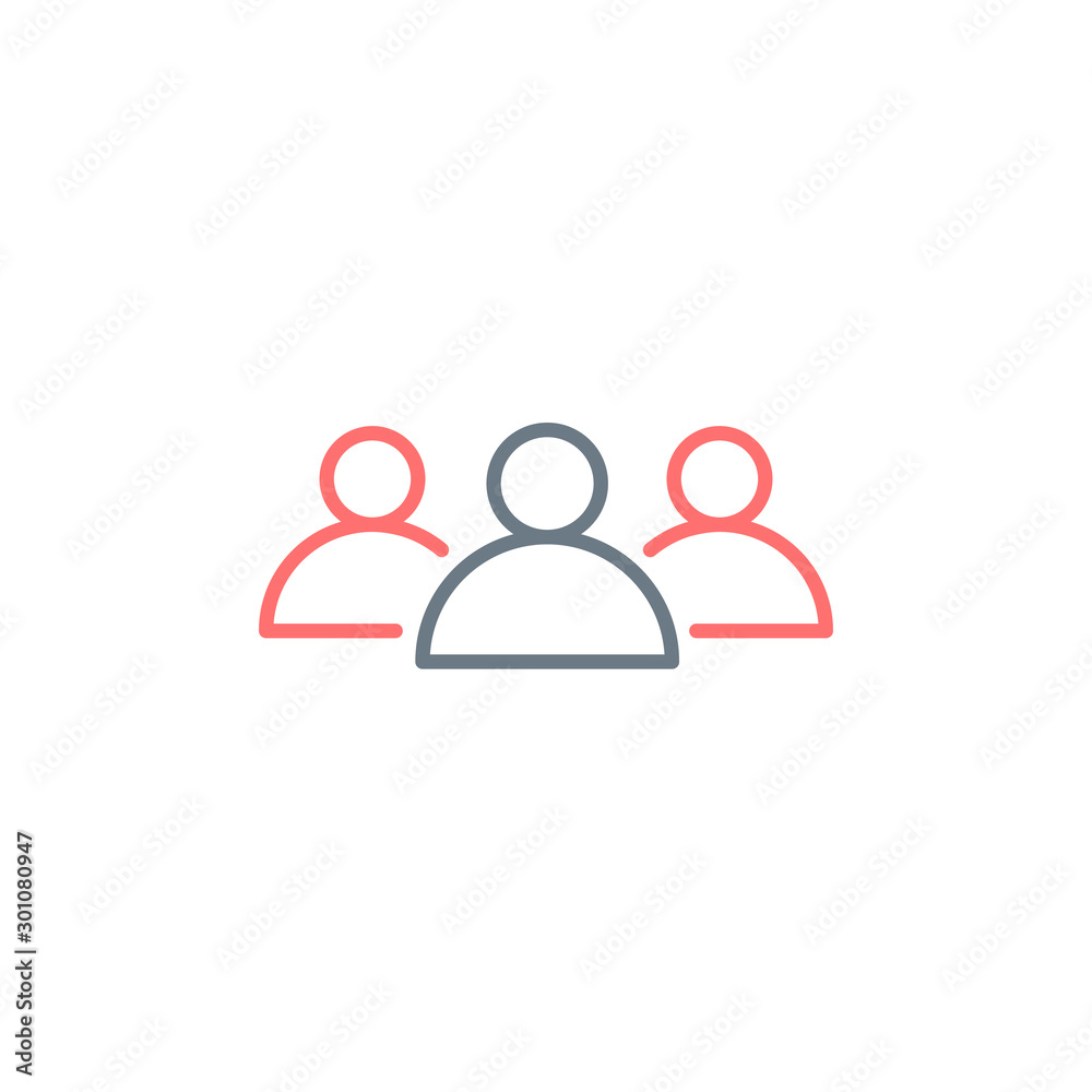 Group of people line icon, leader outline linear pictogram. Editable stroke. Stock Vector illustration isolated on white background.