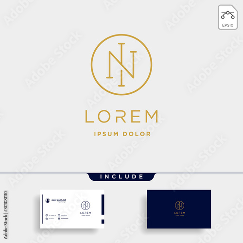 Letter N NI IN Monogram Logo Design Minimal Icon