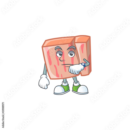Cartoon meat in the character mascot waiting