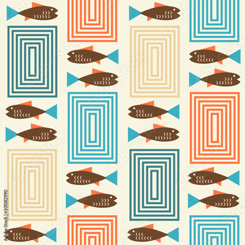 mid century style seamless pattern