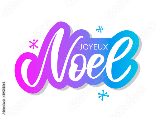 Merry Christmas card template with greetings in french language. Joyeux noel. Vector illustration EPS10