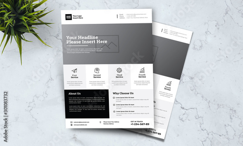A4 minimalist modern elegant business template flayer vol 67 with black, white and grey color cmyk ready to print in vector editable layer