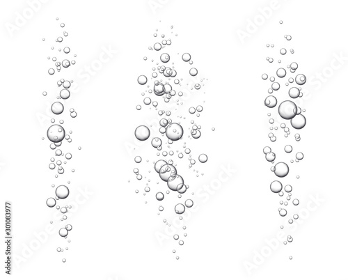 Vector set of fizzy drink isolated on white background. Air bubbles texture.