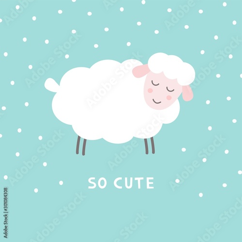Doodle cute sheep. Adorable little lamb character. Simple vector illustration.