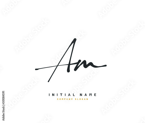 A M AM Beauty vector initial logo, handwriting logo of initial signature, wedding, fashion, jewerly, boutique, floral and botanical with creative template for any company or business.