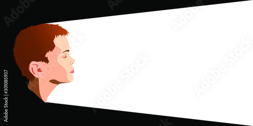 Portrait of a boy in profile on a contrasting background. Portrait of a boy in profile.
