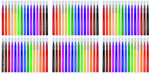 A large set of markers for drawing. Markers for creativity. Set of felt pens for children.