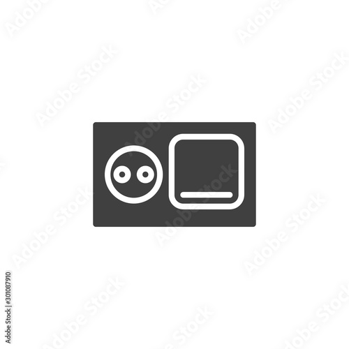 Electric outlet and switch vector icon. filled flat sign for mobile concept and web design. Electrical socket with power switch glyph icon. Symbol, logo illustration. Vector graphics