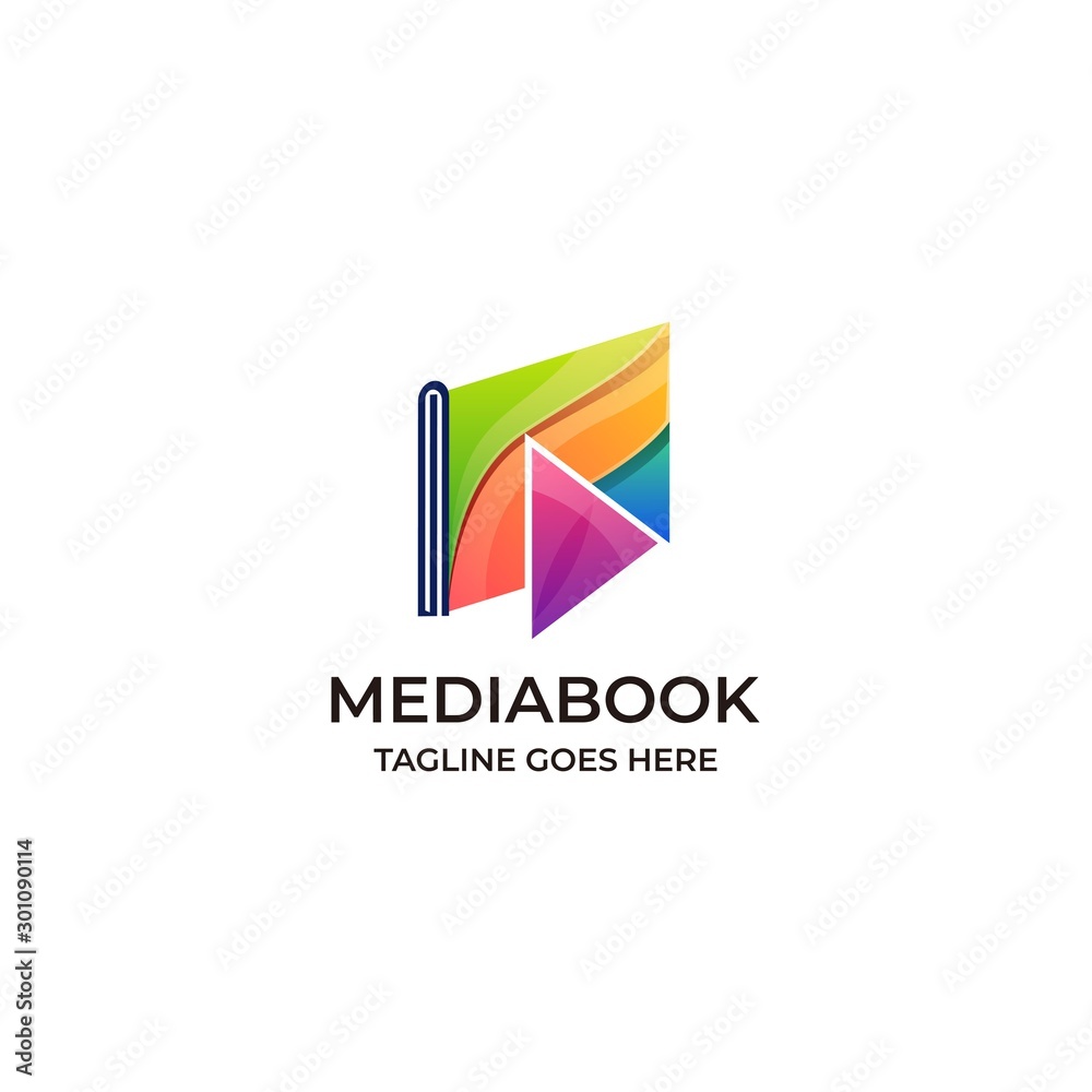 Book With Icons Play Vector Template Design Education Illustration Book With Icons Play Vector Template Design Education Illustration
