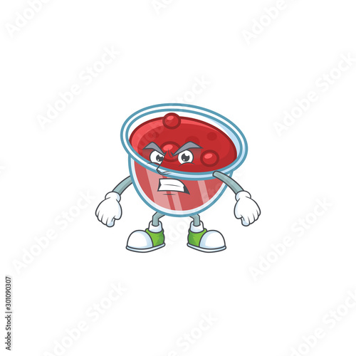 Canberries sauce with annoyed mascot on white background