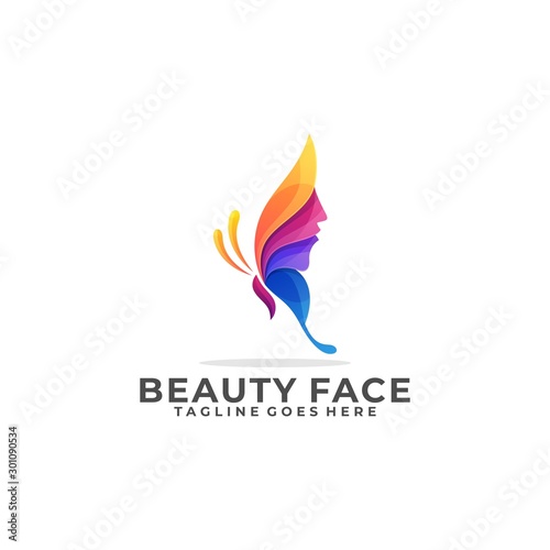 Canvas Print Butterfly Colorful with Natural Face Design Colorful concept Illustration Vector