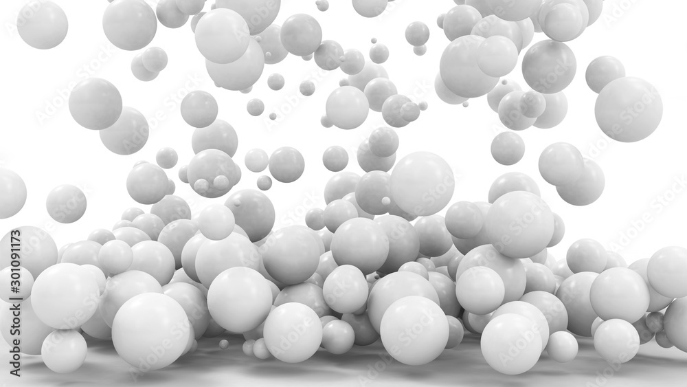 Heap of White Balls Falling on white background. 3D Rendering Heap of White Balls Falling on white background. 3D Rendering