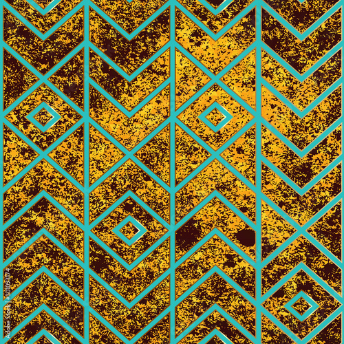 Ancient yellow color geometric seamless pattern.