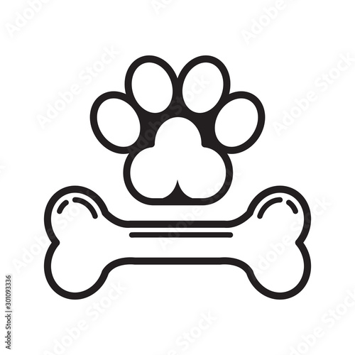Bone And Dog Icon Vector Simple Design