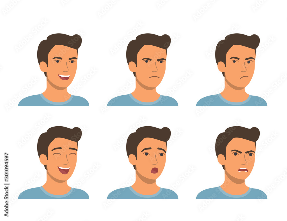 Set of man emotion. Vector flat style illustration Set of man emotion. Vector flat style illustration