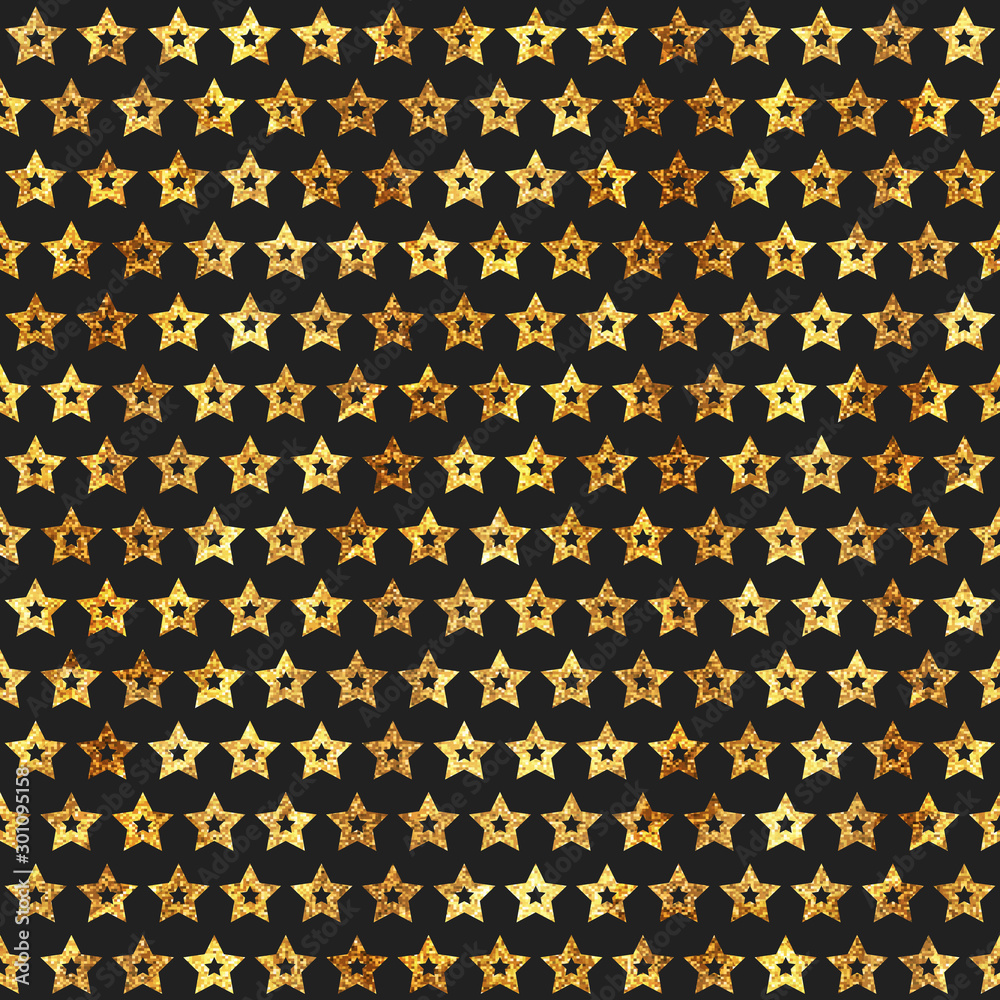 Gold stars seamless pattern.