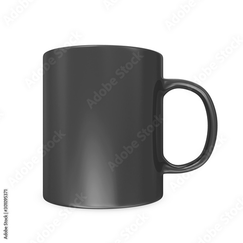 Blank Black Cup Mockup Design isolated on white background. 3D Rendering