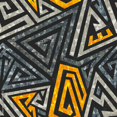 Grunge maze seamless pattern.