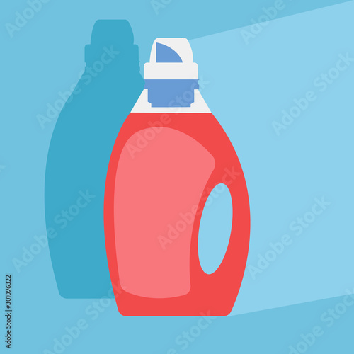 image of dishwashing detergent bottles isolated on white background