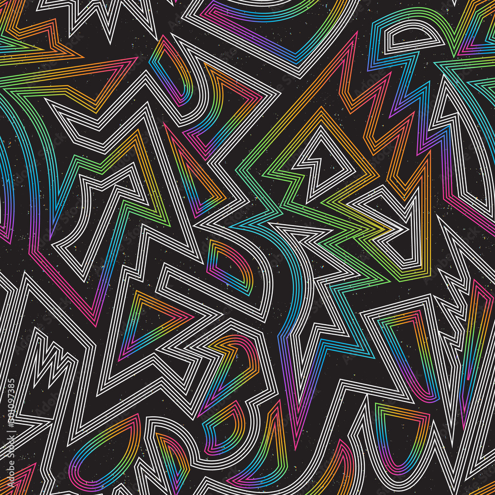 Fototapeta Music rainbow geometric seamless pattern