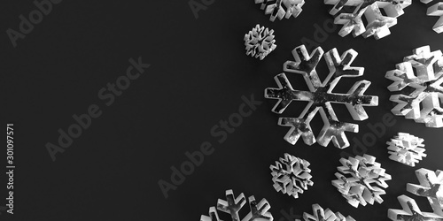 Abstract background of Icy Snowflakes Icon on black wall