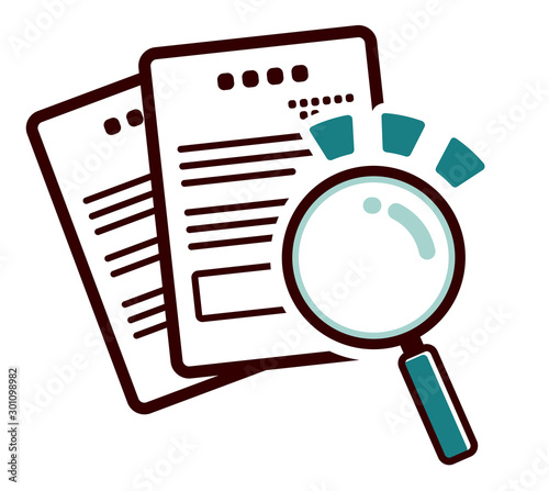 Magnifying glass and Document photo