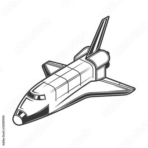 Original contour vector illustration. Space shuttle.