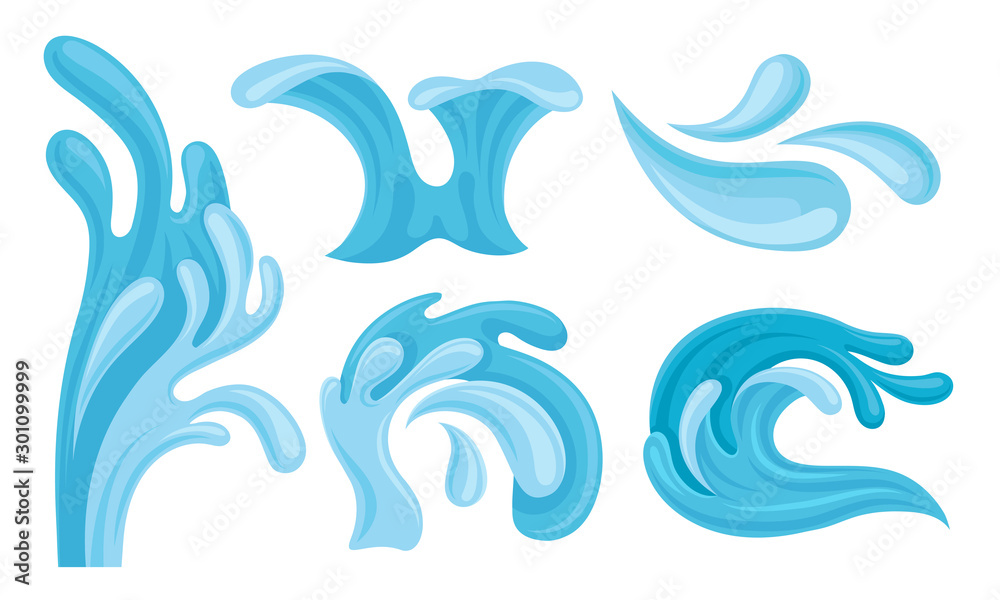 Water Splashes In Different Shapes And Forms Vector Illustration Set Water Splashes In Different Shapes And Forms Vector Illustration Set