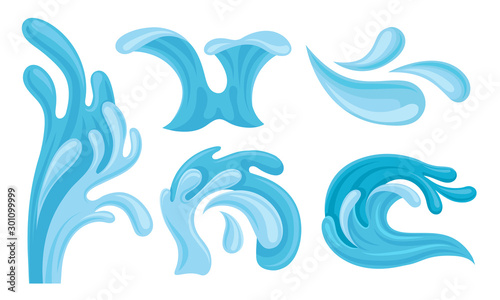 Water Splashes In Different Shapes And Forms Vector Illustration Set