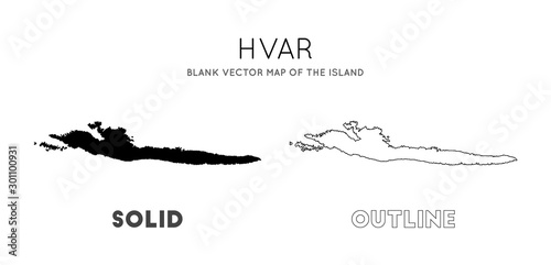 Hvar map. Blank vector map of the Island. Borders of Hvar for your infographic. Vector illustration.