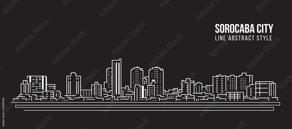 Cityscape Building panorama Line art Vector Illustration design - Sorocaba city