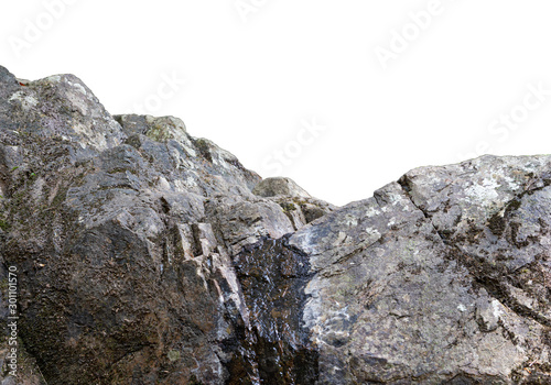 stone Rock cliff isolated on white background.