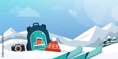 Skiing and traveling on the mountains