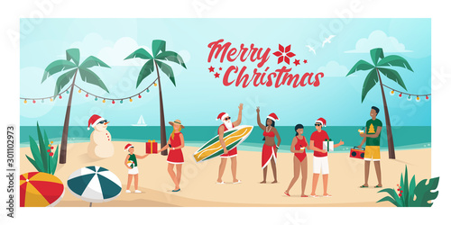 People celebrating Christmas in the southern emisphere