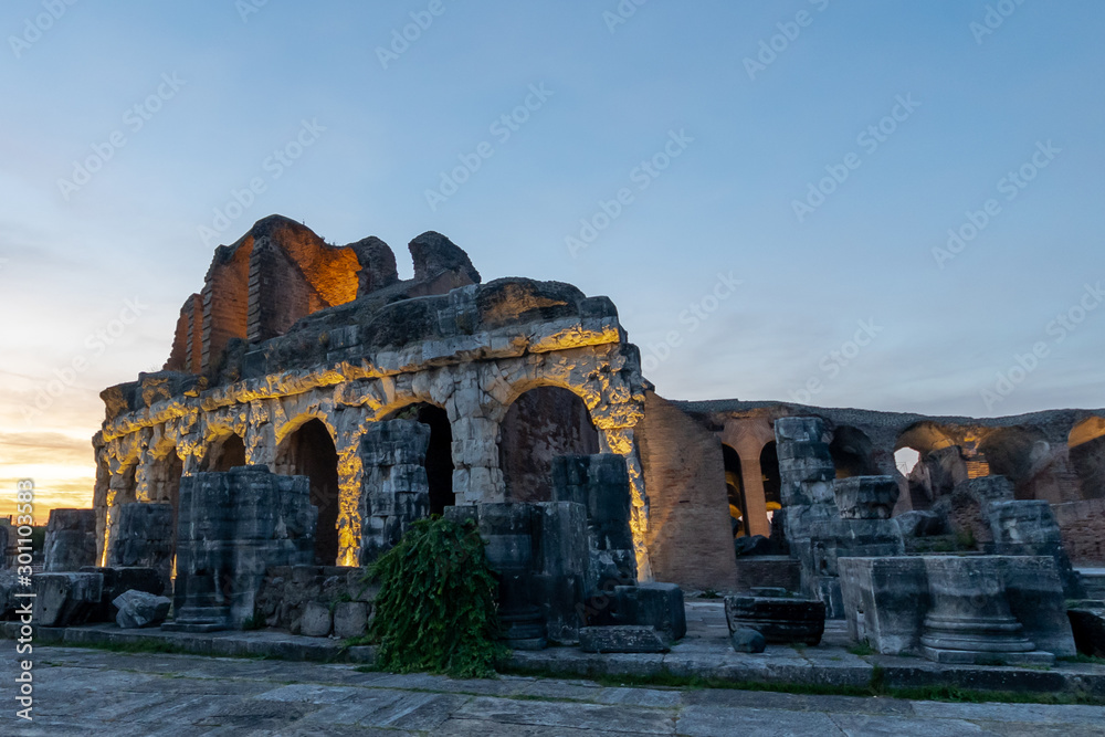 Night View of the Roman amphitheater located in the Ancient Capua