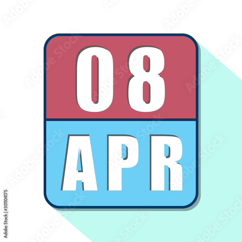 april 8th. Day 8 of month,Simple calendar icon on white background. Planning. Time management. Set of calendar icons for web design. spring month, day of the year concept