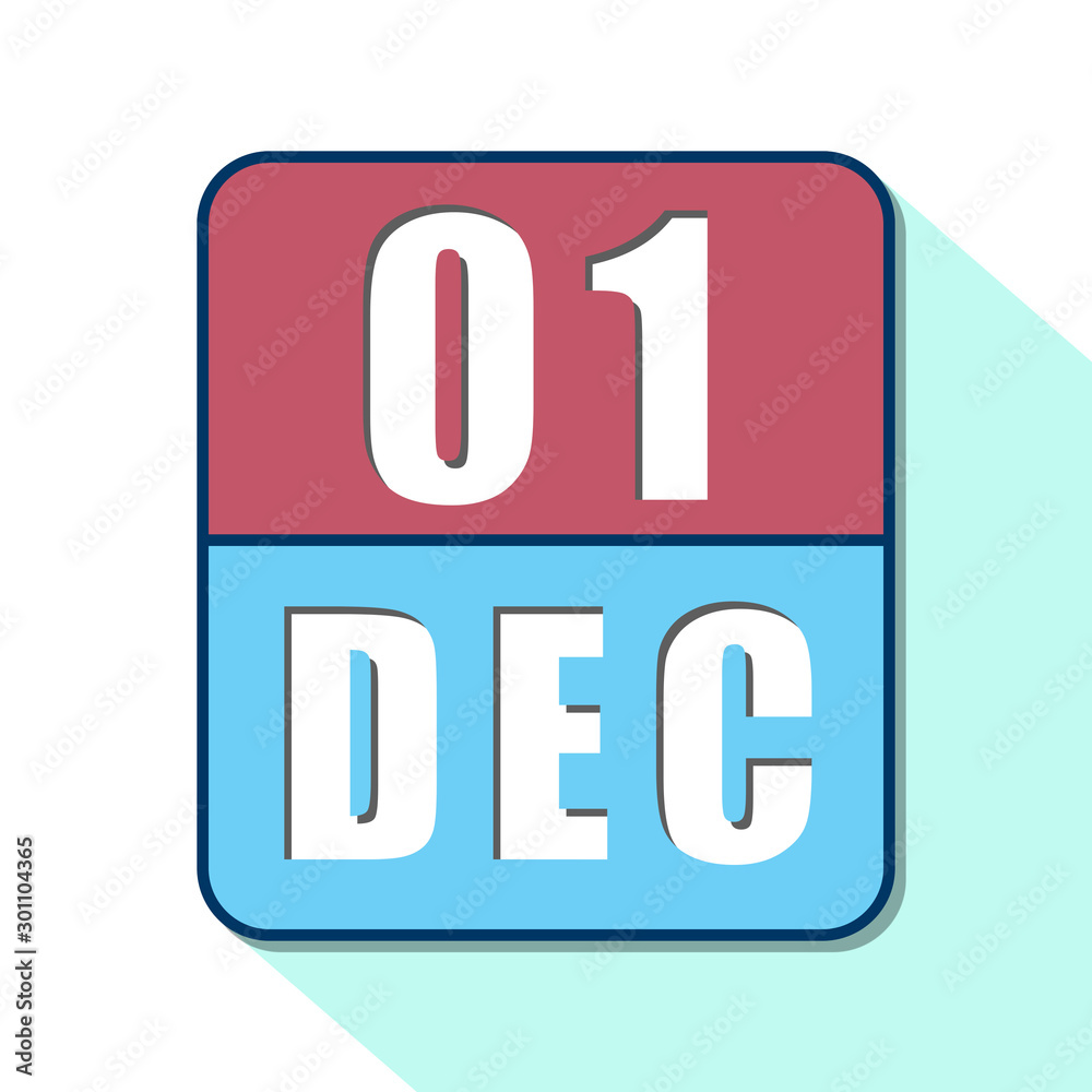 december 1st. Day 1 of month, Simple calendar icon on white background. Planning. Time management. Set of calendar icons for web design. winter month, day of the year concept december 1st. Day 1 of month, Simple calendar icon on white background. Planning. Time management. Set of calendar icons for web design. winter month, day of the year concept