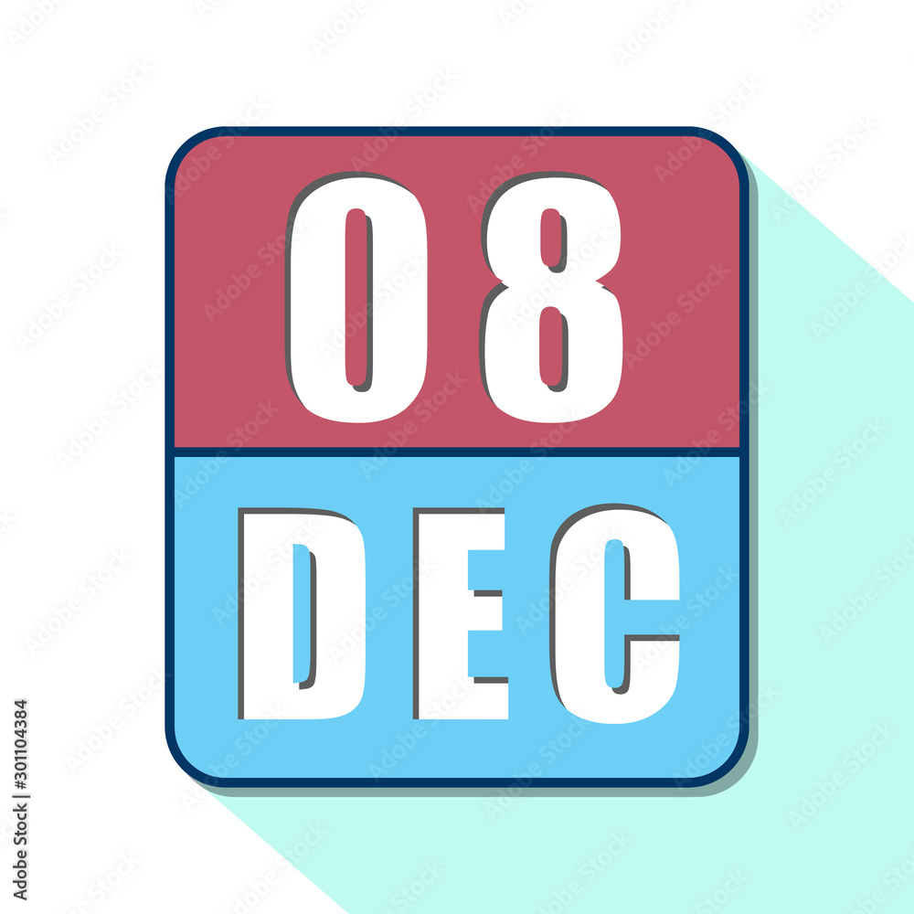 december 8th. Day 8 of month,Simple calendar icon on white background. Planning. Time management. Set of calendar icons for web design. winter month, day of the year concept december 8th. Day 8 of month,Simple calendar icon on white background. Planning. Time management. Set of calendar icons for web design. winter month, day of the year concept