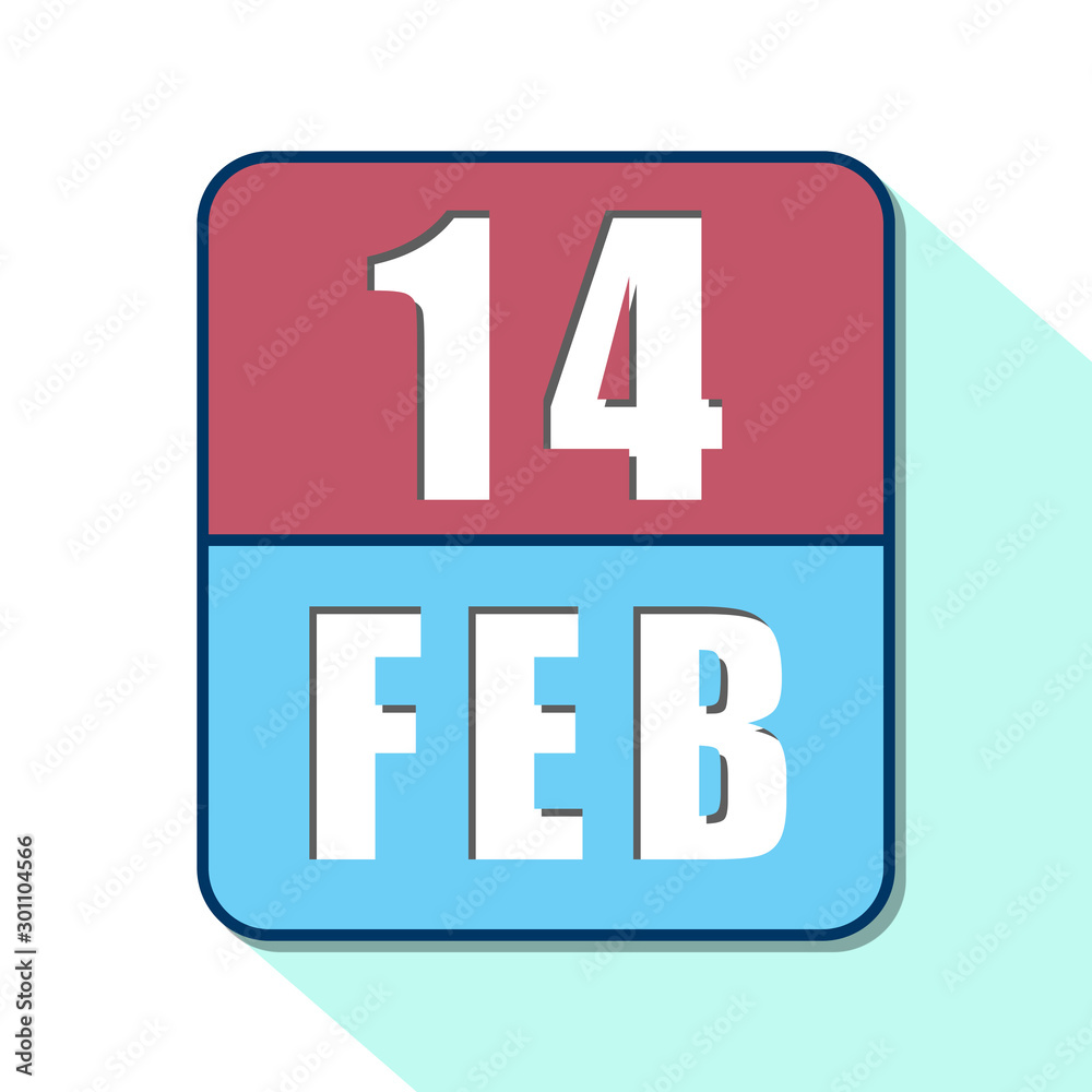 february 14th. Day 14 of month,Simple calendar icon on white background. Planning. Time management. Set of calendar icons for web design. winter month, day of the year concept february 14th. Day 14 of month,Simple calendar icon on white background. Planning. Time management. Set of calendar icons for web design. winter month, day of the year concept