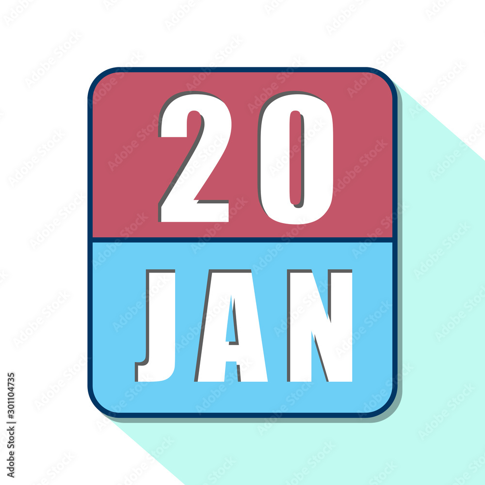 january 20th. Day 20 of month,Simple calendar icon on white background. Planning. Time management. Set of calendar icons for web design. winter month, day of the year concept january 20th. Day 20 of month,Simple calendar icon on white background. Planning. Time management. Set of calendar icons for web design. winter month, day of the year concept