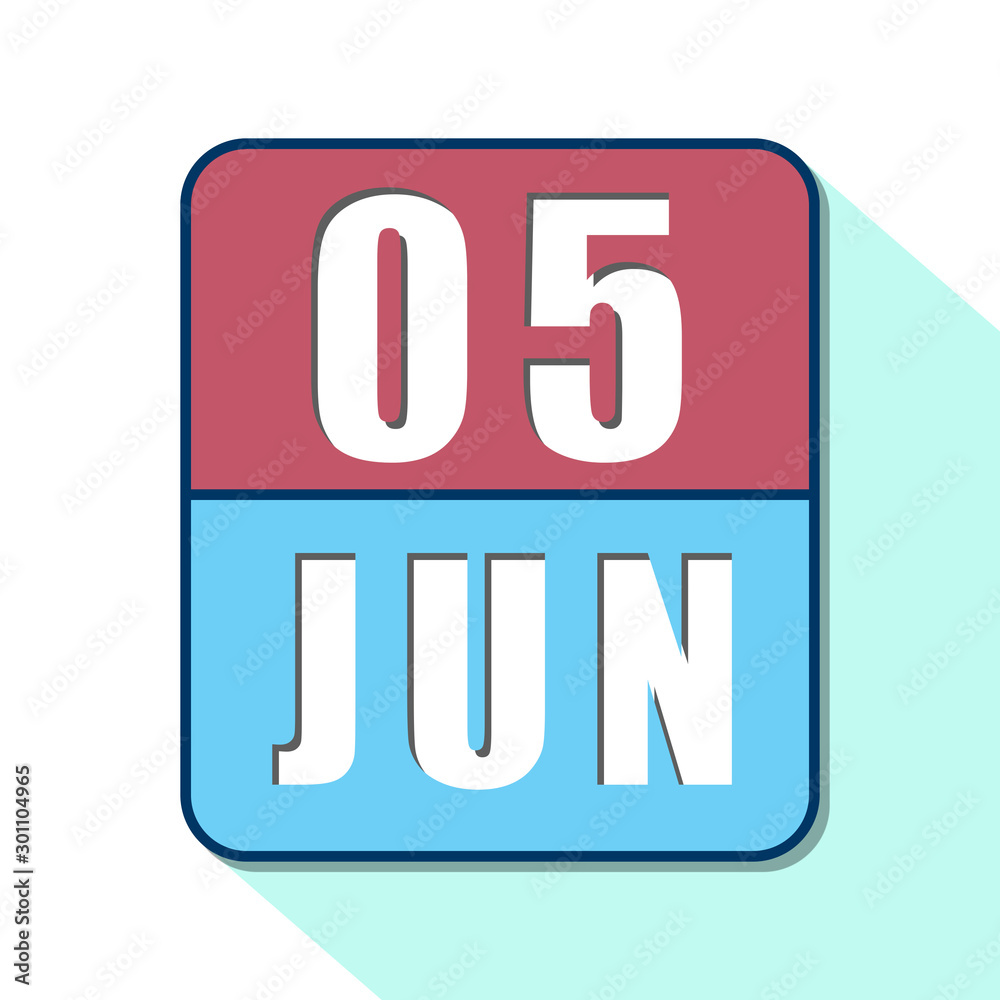 june 5th. Day 5 of month,Simple calendar icon on white background. Planning. Time management. Set of calendar icons for web design. summer month, day of the year concept june 5th. Day 5 of month,Simple calendar icon on white background. Planning. Time management. Set of calendar icons for web design. summer month, day of the year concept
