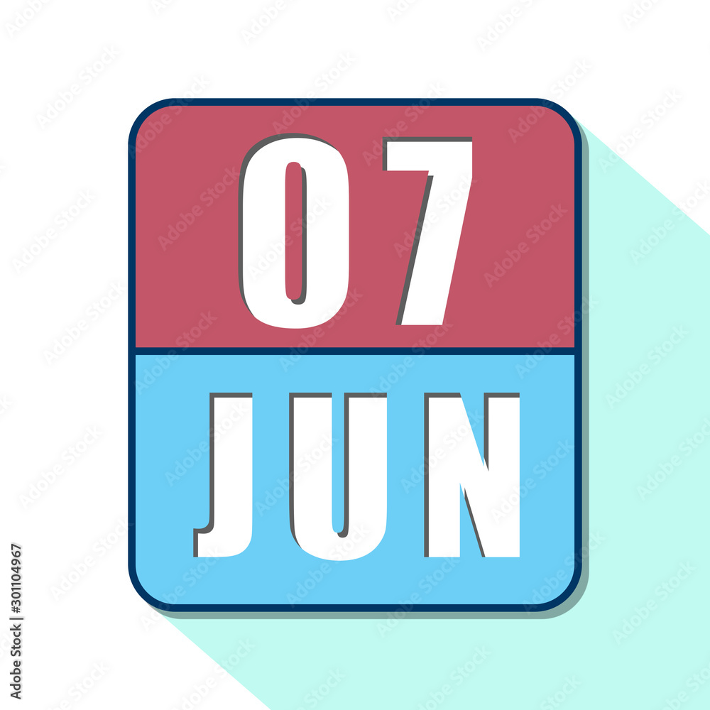 june 7th. Day 7 of month,Simple calendar icon on white background. Planning. Time management. Set of calendar icons for web design. summer month, day of the year concept june 7th. Day 7 of month,Simple calendar icon on white background. Planning. Time management. Set of calendar icons for web design. summer month, day of the year concept