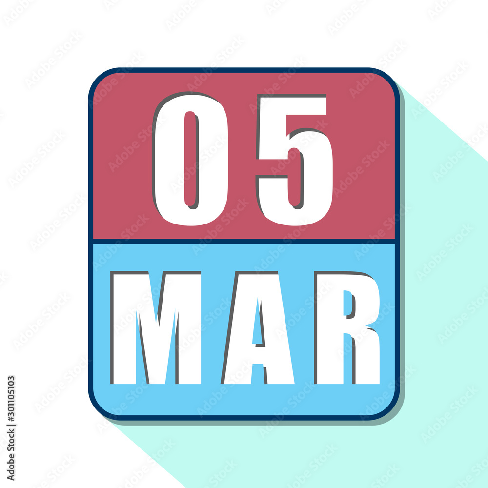 march 5th. Day 5 of month,Simple calendar icon on white background. Planning. Time management. Set of calendar icons for web design. spring month, day of the year concept march 5th. Day 5 of month,Simple calendar icon on white background. Planning. Time management. Set of calendar icons for web design. spring month, day of the year concept