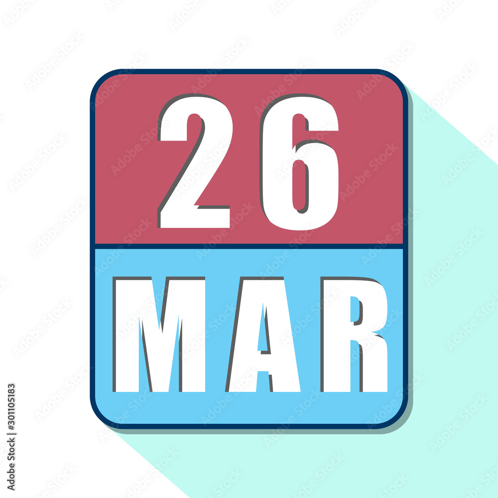 march 26th. Day 26 of month,Simple calendar icon on white background. Planning. Time management. Set of calendar icons for web design. spring month, day of the year concept march 26th. Day 26 of month,Simple calendar icon on white background. Planning. Time management. Set of calendar icons for web design. spring month, day of the year concept