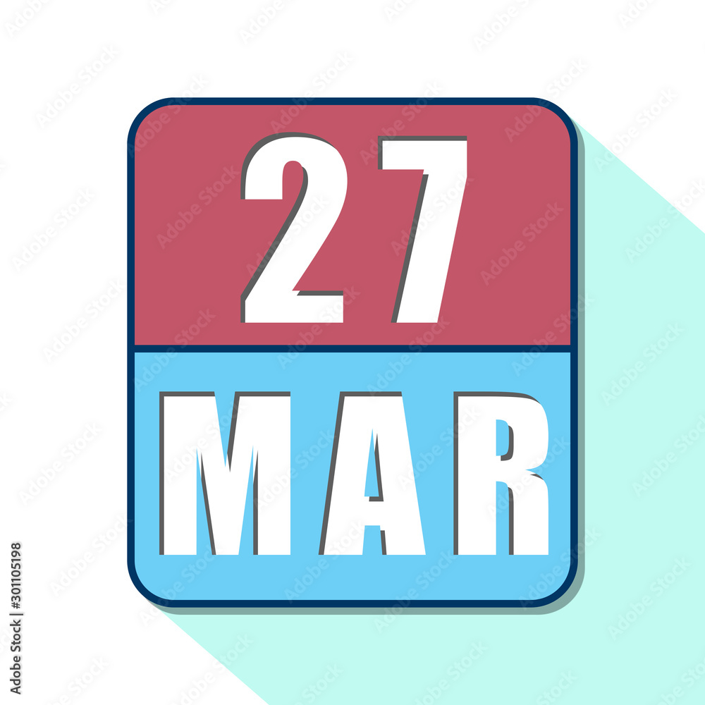 march 27th. Day 27 of month,Simple calendar icon on white background. Planning. Time management. Set of calendar icons for web design. spring month, day of the year concept march 27th. Day 27 of month,Simple calendar icon on white background. Planning. Time management. Set of calendar icons for web design. spring month, day of the year concept