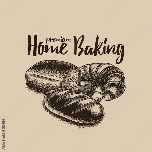 Original monochrome vector logo of homemade cakes.